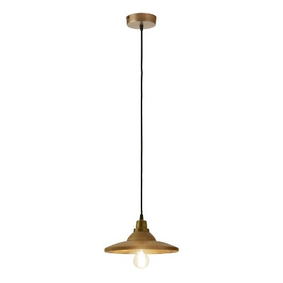 River of Goods 10.8" 1-Light Alberta Wood and Metal Pendant: Industrial Ceiling Fixture, UL Listed, E26