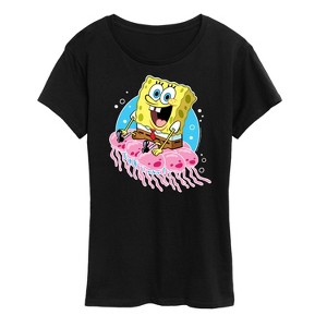 Women's - SpongeBob SquarePants - Spongebob And Jellyfish Short Sleeve Graphic T-Shirt - 1 of 4