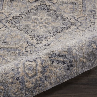 Silver Gray Synthetic Rectangular Stain-Resistant Area Rug