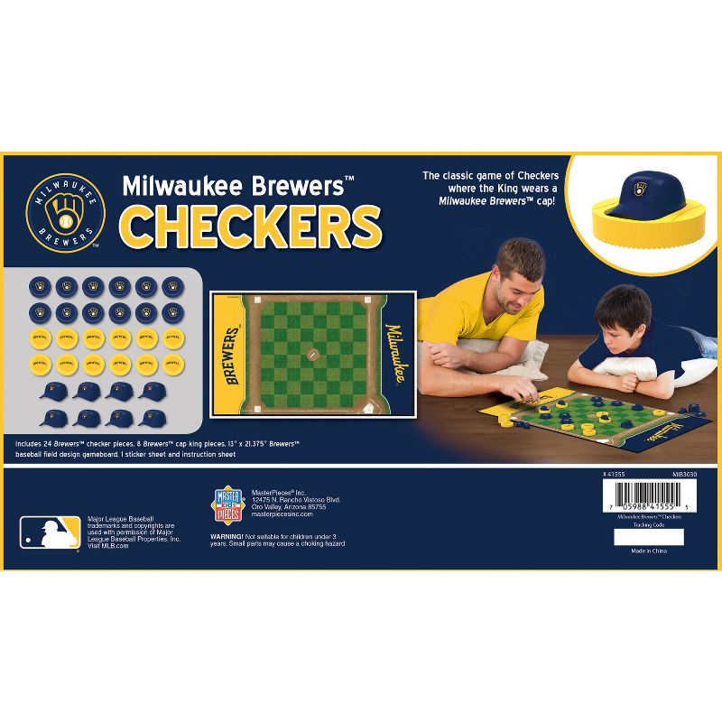 MasterPieces Officially licensed MLB Milwaukee Brewers Checkers Board Game for Families and Kids ages 6 and Up, 4 of 7