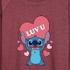 Women's - Lilo and Stitch - Luv U Lightweight French Terry Wide Neck Long Sleeve Shirt - 2 of 4