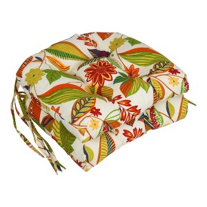 Blazing Needles, 16-inch Spun Polyester Patterned Outdoor U-shaped Tufted Chair Cushions (Set of 2) - 1 of 2