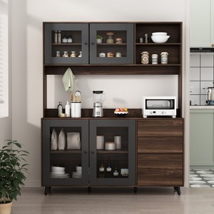 FUFU&GAGA Brown Kitchen Cabinet Cupboard Buffets Sideboards Storage Cabinet - 1 of 4