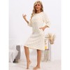 INSPIRE CHIC Women's Front Button 3/4 Sleeve Crew Neck Sleepdress with Pockets - 2 of 4