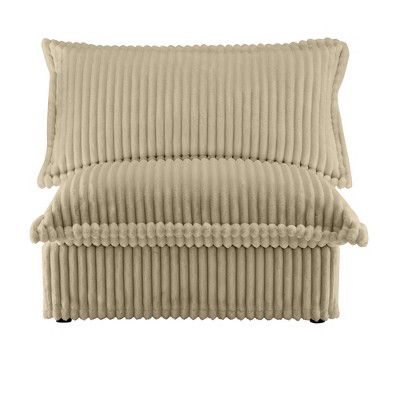 Vynxaria Modern Armless Sofa Camel Corduroy, Removable Covers, 100% High-Density Foam, Sturdy Wood Frame (300lbs/Seat), Deep Seat