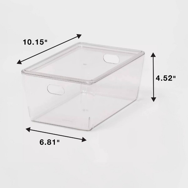 Caja transparente apilable de 4L con tapa - Brightroom™: PET, con tapa, apilable, almacenamiento universal, 10.15"x6.81"x4.52" 5