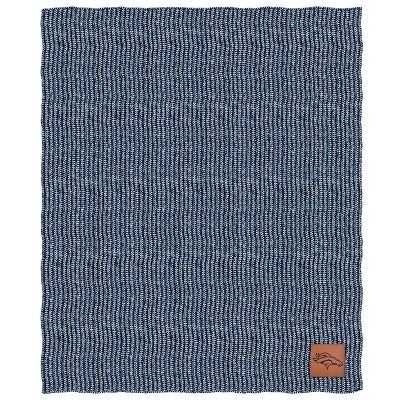 NFL Denver Broncos Two- Tone Sweater Knit Blanket with Faux Leather Logo Patch