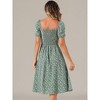 Allegra K Women's Sweetheart Neck Smocked Back Ruffled Hem Floral Dress - 3 of 4