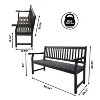 Laurel 3-Seat Slat-Back Acacia Wood Outdoor Garden Patio Bench - JONATHAN Y - 4 of 4