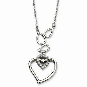 Black Bow Jewelry Stainless Steel Teardrops and Heart Adjustable Necklace with CZ - 18in - 1 of 4