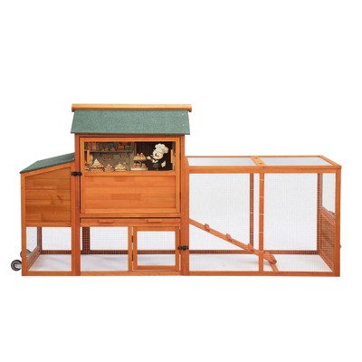 FURNIinspire Pet Crates And Houses Extra-Large Chicken Coop Spacious Layout Scientific Design And Eco-Sturdy Material, Orange, 82.0"*22.80"*44.90"