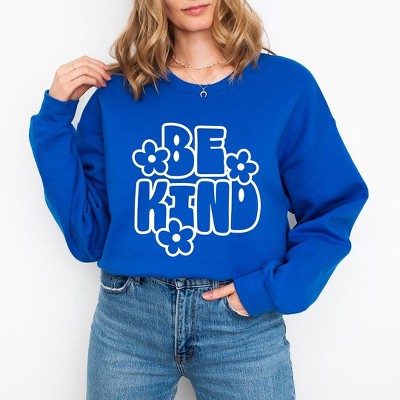 Simply Sage Market Women's Graphic Sweatshirt Retro Be Kind Flowers