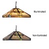 Chloe Lighting Carla Tiffany-Style Blackish Bronze 2 Light Mission Ceiling Pendant Fixture 16`` Shade - 3 of 4
