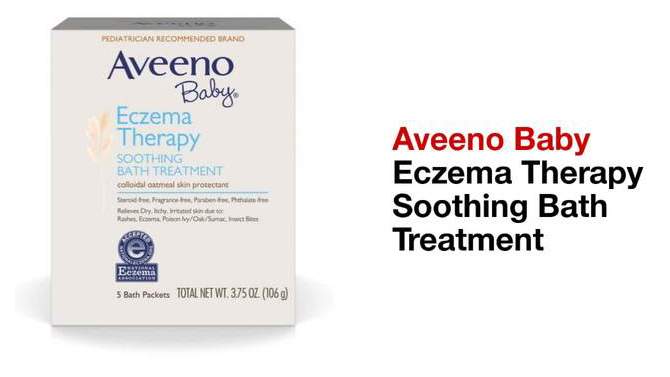 Aveeno Baby Eczema Therapy Soothing Oatmeal Bath Treatment for Relief of Dry, Itchy Skin - 3.75oz - 5ct, 2 of 11, play video