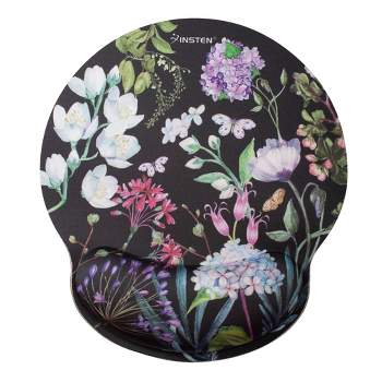 Insten Floral Mouse Pad with Wrist Support Rest, Ergonomic Support, Pain Relief Memory Foam, Non-Slip Rubber Base, Round