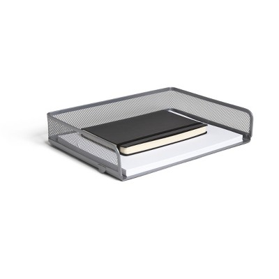 MyOfficeInnovations Side Load Stackable Metal Letter Tray Silver 24402457
