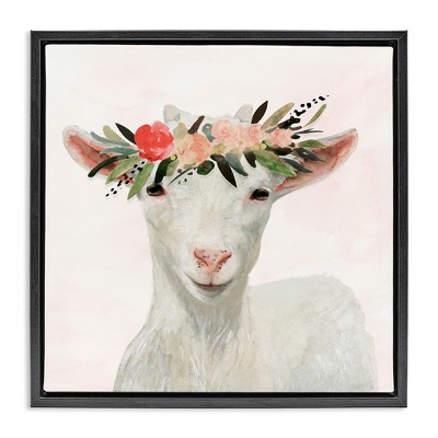 Stupell Industries Springtime Flower Crown Baby Goat, 18" x 18"