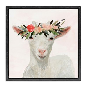 Stupell Industries Springtime Flower Crown Baby Goat, 18" x 18" - 1 of 4