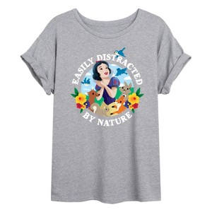 Women's - Disney - Snow White Distracted By Nature Oversized Graphic T-Shirt - 1 of 4