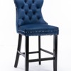 INFURNIC Counter and Bar Stools Velvet Upholstered Barstools with Tufted Back and Wood Legs for Dining Room, Blue, 23.6"*19.5"*40.7" - 2 of 4