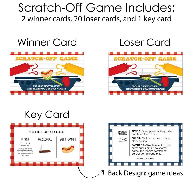 Big Dot of Happiness Fire Up the Grill - Summer BBQ Picnic Party Game Scratch Off Cards - 22 Count, 5 of 7