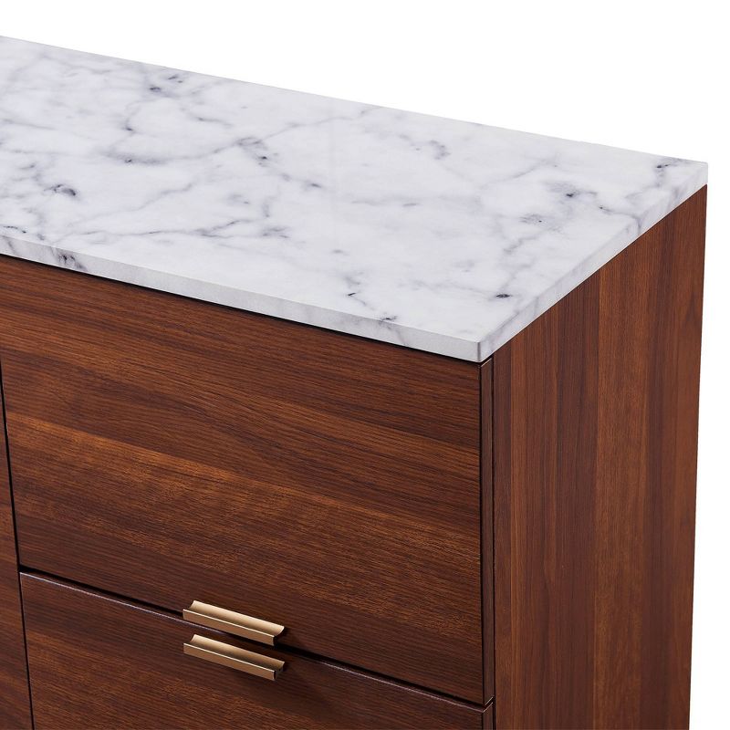 Ashton Sideboard with Faux Marble Top Walnut - Teamson Home, 5 of 10