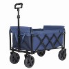 All-in-One Convertible Folding 4-Wheel Trolley with Bench Seat and Dog Leash - Heavy Duty Foldable Utility Trolley for Camping, Beach - 3 of 4