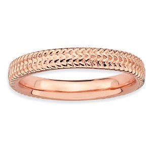 Black Bow Jewelry 3.25mm 14k Rose Plated Sterling Silver Stackable Finely Textured Band - 1 of 4