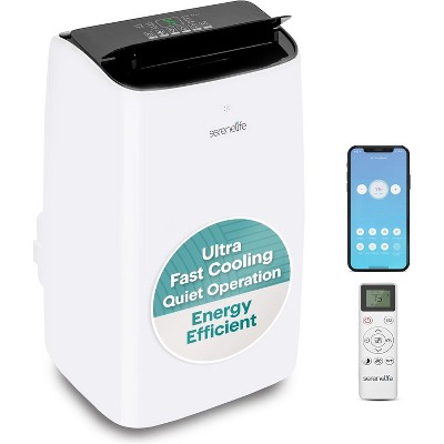 SereneLife 13,000 BTU Portable Inverter Air Conditioner with Heat, Wi-Fi, and Quiet Operation - Cools Rooms up to 450 Sq Ft (SLINV10CHPD)