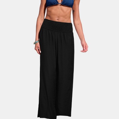 Women's Breezy Wide Smoked Waistband Beach Cover Up Pants - Cupshe