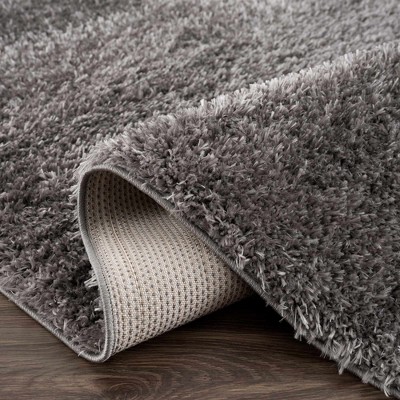Faina Medium Gray Plush Shag Washable Rug 4' x 5'7"