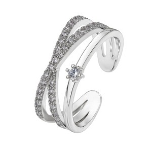 Silver Copper Crystal - Embellished Modern Women's Stackable Ring - 1 of 4