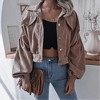 Coolmee Women's Cropped Shacket Fashion Button Down Corduroy Shacket Jackets Casual Long Sleeve Crop Jackets Tops - 4 of 4