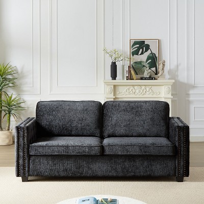 NicBex Modern Convertible Sleeper Chair,Folding Sofa Bed with Wooden Frame,Couches Covered in Chenille Fabric for Living Room,Black