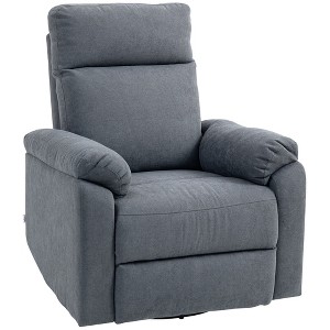 HOMCOM Swivel Rocker Recliner Chair, Wide Rocking Sofa with Pocket Spring, Footrest, Fabric Overstuffed Reclining Chair, Quick Assembly - 1 of 4