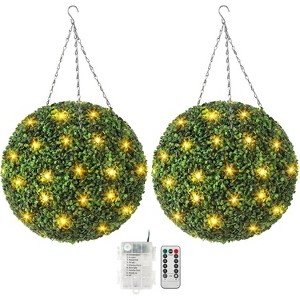 Artificial Plant Topiary Ball, with 8 Mode, Battery Operated, Remote Control, Light Plant Ball for Backyard, Wedding and Home DéCor - 1 of 4