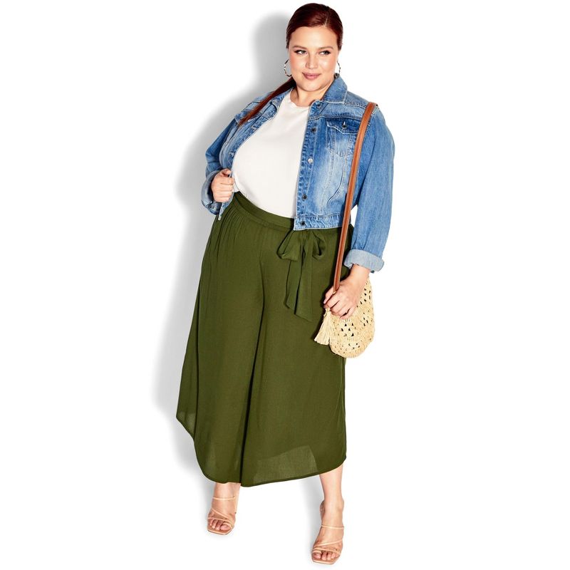 Women's Plus Size Holiday Sun Pant - riff green | CITY CHIC, 1 of 4