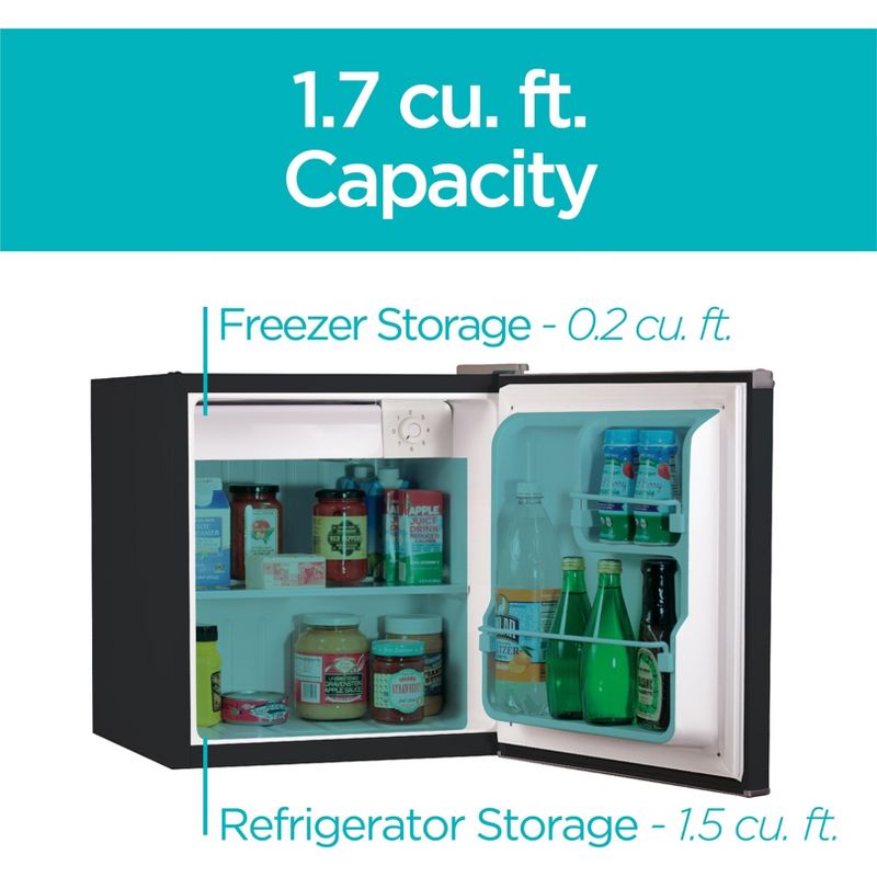 BLACK+DECKER Compact Refrigerator 1.7 Cu. Ft. with Door Storage, Black, 4 of 8
