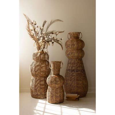 Tall Seagrass Vases for Entryway Decor – 3-Piece Vase Set 55" Tall by Kalalou