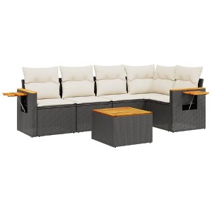 vidaXL Garden Sofa Set Black PE rattan Large Adjustable Feet - 1 of 4