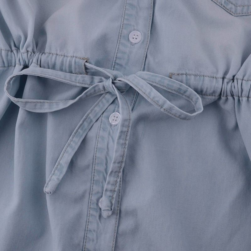 Anna-Kaci Women's Denim Long-Sleeve Jean Shirt Dress, 4 of 7