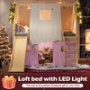 KTMBDW Loft Bed with Ladders and Slide, Tall Loft Bed Frame with Tents and House-Shaped Guardrails for Adults Teens, Natural - 4 of 4