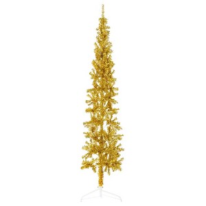 Slim Artificial Half Christmas Tree Gold PVC Skinny - 1 of 4