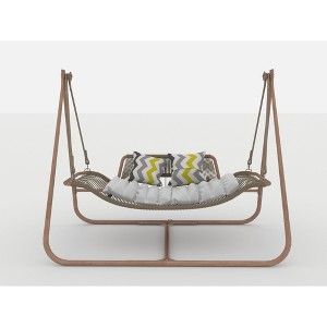 Gulches Hammock Chair Swing with Stand - 570LBS Capacity, Wood-Colored Anti-Rust Frame, Oversized Double (OLD W1132P155978) - 1 of 4
