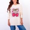 Cherry Hearts Grunge - Women's Garment Dyed Long Sleeve Graphic T-Shirt - 3 of 4