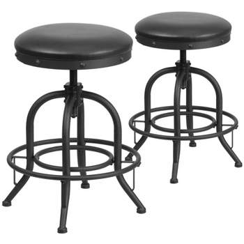 Flash Furniture Rachel 2 Pack 24'' Counter Height Stool with Swivel Lift Black LeatherSoft Seat
