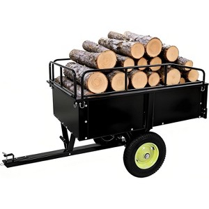 750Lb Heavy Duty Utility Trailer w/Removable Sides, 15 Cu.Ft ATV/Garden Dump Cart, Pneumatic Tires For Lawn Mowers, Tractors, Farm (Black/Yellow) - 1 of 4