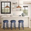 Sapphtopaz Set of 2 Modern 360° Swivel Bar Stools Wooden Upholstered High Chair with Footrest Accent Dining Chairs for Kitchen, Living Room - 4 of 4