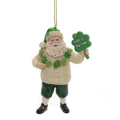 4.0 Inch Irish Santa. Lucky Christmas Tree Ornaments