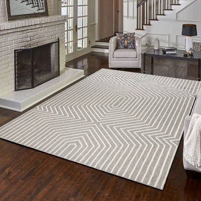 Dazi Gray Geometric Flat Woven 6' x 9' Synthetic Rug
